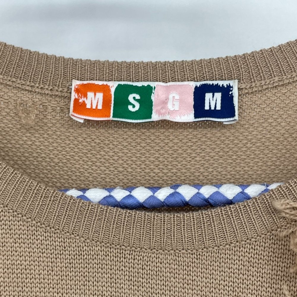 MSGM Tan Wool long sleeve fringe sweater dress - Picture 4 of 14